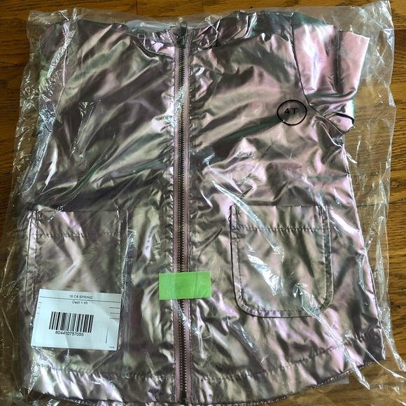 New Crazy 8 Iridescent Pink Hooded Jacket - Picture 2 of 4